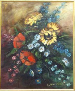 Tournesols et coquelicots  (dim toile 40*50cm)